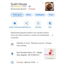 Cliente - Sushi House - Alegrete - RS Rua Thimóteo Paim, 101 - Cidade Alta, Alegrete - RS, 97543-610